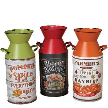 Harvest Metal Milk Can, 3 Asstd. Sold Individually - The Fox Decor